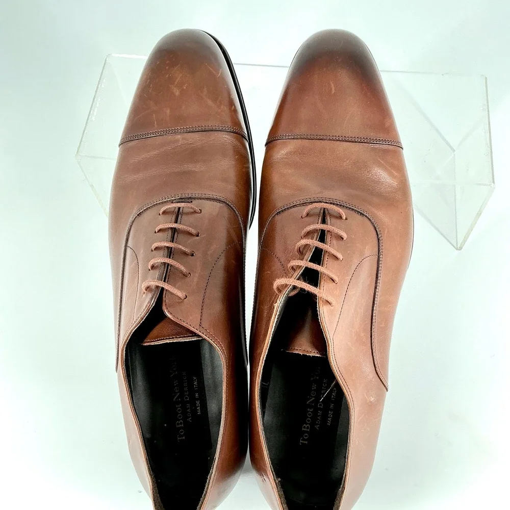 To Boot New York Size 11 Brown Leather Cap Toe Oxford Shoes NEW Nico $450